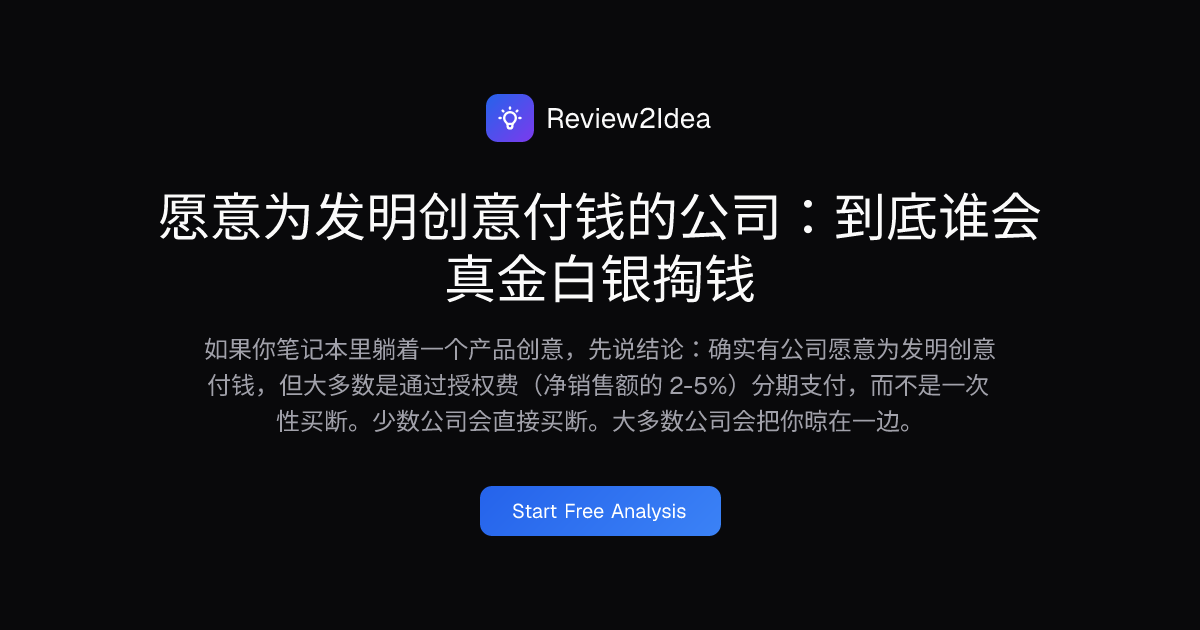 愿意为发明创意付钱的公司：到底谁会真金白银掏钱