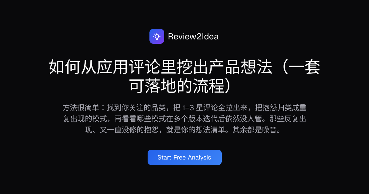 如何从应用评论里挖出产品想法（一套可落地的流程）