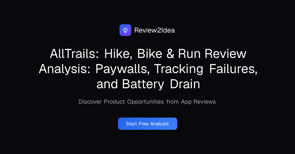 AllTrails: Hike, Bike & Run Review Analysis: Paywalls, Tracking Failures, and Battery Drain