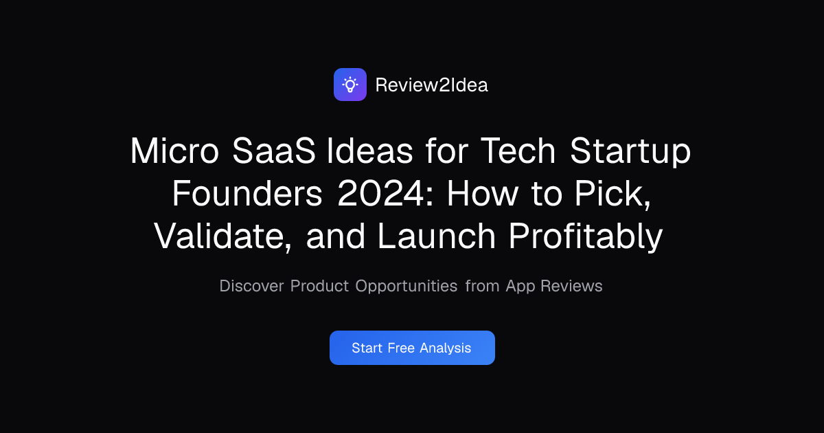 Micro SaaS Ideas for Tech Startup Founders 2024: How to Pick, Validate, and Launch Profitably